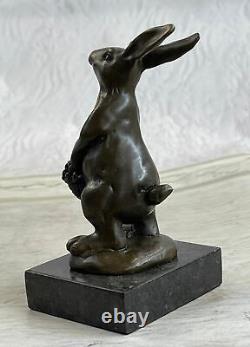 Signée Original Ouvre Lapin Par Miguel. Lopez Sculpture Statue Bronze Deco Art