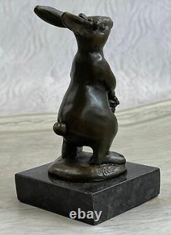 Signée Original Ouvre Lapin Par Miguel. Lopez Sculpture Statue Bronze Deco Art