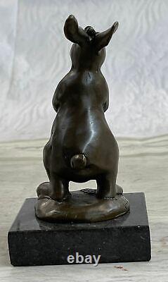 Signée Original Ouvre Lapin Par Miguel. Lopez Sculpture Statue Bronze Deco Art