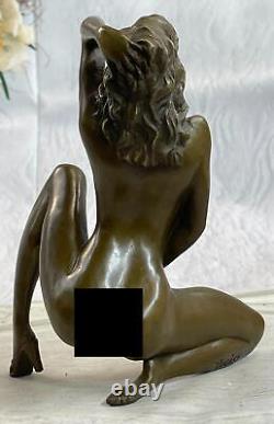 Signée Ouvre Chair Érotique Femelle Bronze Sculpture Statue Figurine Deco Art