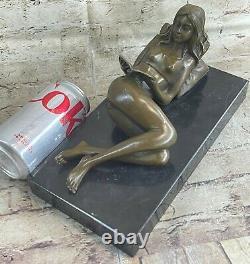 Signée Preiss Chair Femme Bronze Sculpture Figurine Art Déco Érotique Sexy De