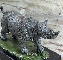 Signée Salvador Dali Rhinocéros Avec / Corne Bronze Sculpture Art Déco Style Nr