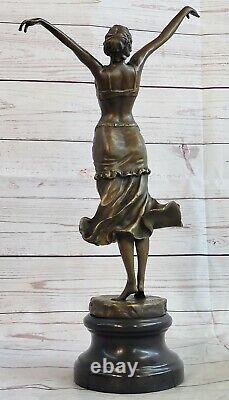 Statue Art Déco Doré Bronze Chair Danseuse Autrichien 1920 Sculpture Figurine