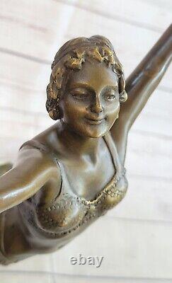 Statue Art Déco Doré Bronze Chair Danseuse Autrichien 1920 Sculpture Figurine