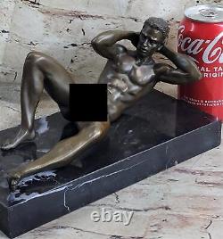 Statue En Bronze Solide À 100% Homme Nu Gay Ouvre D'Art Art Déco Figurine