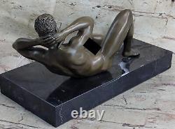 Statue En Bronze Solide À 100% Homme Nu Gay Ouvre D'Art Art Déco Figurine