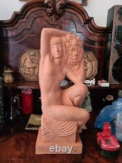 Statue Rare Sculpture Femme Art Déco 1930 Pierre le Faguays Terre Cuite XXe