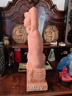 Statue Rare Sculpture Femme Art Déco 1930 Pierre le Faguays Terre Cuite XXe