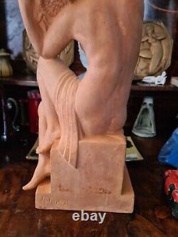 Statue Rare Sculpture Femme Art Déco 1930 Pierre le Faguays Terre Cuite XXe