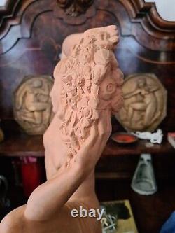 Statue Rare Sculpture Femme Art Déco 1930 Pierre le Faguays Terre Cuite XXe