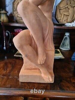 Statue Rare Sculpture Femme Art Déco 1930 Pierre le Faguays Terre Cuite XXe