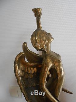 Statue Sculpture Art Nouveau 1900 Trophee Deco Antiquite Marbre Bronze Dore Be