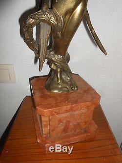Statue Sculpture Art Nouveau 1900 Trophee Deco Antiquite Marbre Bronze Dore Be