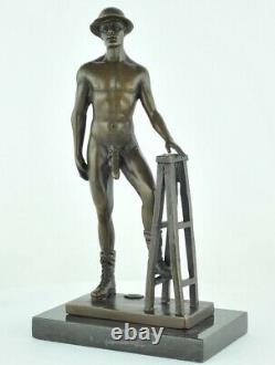 Statue Sculpture Athlete Nu Sexy Style Art Deco Bronze massif
