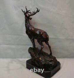 Statue Sculpture Cerf Animalier Chasse Style Art Deco Style Art Nouveau Bronze m