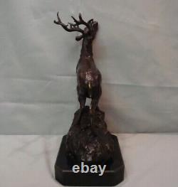 Statue Sculpture Cerf Animalier Chasse Style Art Deco Style Art Nouveau Bronze m