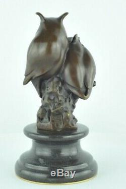Statue Sculpture Chouette Hibou Animalier Style Art Deco Bronze massif Signe