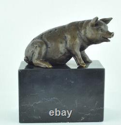 Statue Sculpture Cochon Animalier Style Art Deco Style Art Nouveau Bronze massif