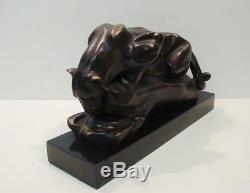 Statue Sculpture Cougar Animalier Style Art Deco Style Art Nouveau Bronze Signe