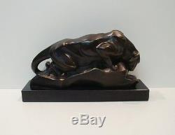 Statue Sculpture Cougar Animalier Style Art Deco Style Art Nouveau Bronze Signe