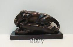 Statue Sculpture Cougar Animalier Style Art Deco Style Art Nouveau Bronze massif