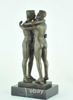 Statue Sculpture Couple Sexy Style Art Deco Bronze massif Signe