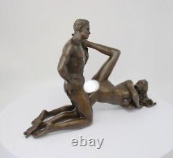 Statue Sculpture Couple Sexy Style Art Deco Style Art Nouveau Bronze massif Sign