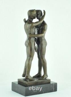Statue Sculpture Couple nu Sexy Style Art Deco Bronze massif Signe