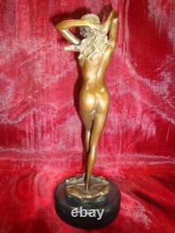 Statue Sculpture Demoiselle Nue Sexy Pin-up L'eveil Style Art Deco Style Art Nou