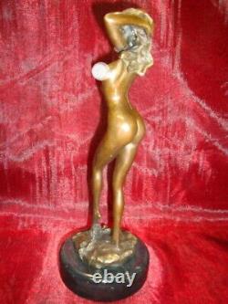 Statue Sculpture Demoiselle Nue Sexy Pin-up L'eveil Style Art Deco Style Art Nou