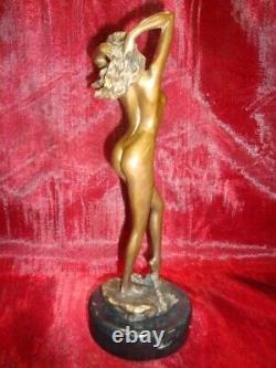 Statue Sculpture Demoiselle Nue Sexy Pin-up L'eveil Style Art Deco Style Art Nou