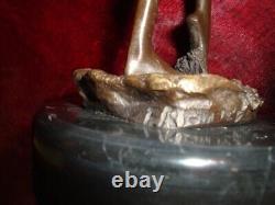 Statue Sculpture Demoiselle Nue Sexy Pin-up L'eveil Style Art Deco Style Art Nou