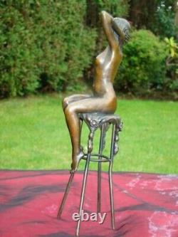 Statue Sculpture Demoiselle Nue Sexy Style Art Deco Style Art Nouveau Bronze mas