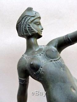 Statue Sculpture Femme, Danseuse orientaliste au ruban régule Art déco