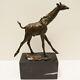 Statue Sculpture Girafe Animalier Style Art Deco Style Art Nouveau Bronze Massif