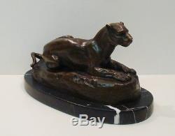 Statue Sculpture Lion Animalier Style Art Deco Style Art Nouveau Bronze Signe
