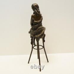 Statue Sculpture Nue Demoiselle Sexy Style Art Deco Style Art Nouveau Bronze mas