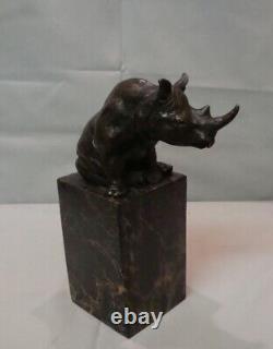 Statue Sculpture Rhinoceros Animalier Style Art Deco Style Art Nouveau Bronze ma