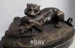 Statue Sculpture Tigre Crocodile Animalier Style Art Deco Style Art Nouveau Bron