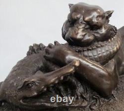 Statue Sculpture Tigre Crocodile Animalier Style Art Deco Style Art Nouveau Bron