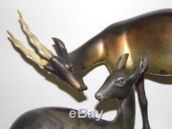 Statue Sculpture décor animalier, gazelles, antilopes Art Deco, regule