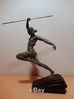 Statue sculpture Fayral Le Verrier regule patine verte art déco nouveau