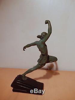 Statue sculpture Fayral Le Verrier regule patine verte art déco nouveau