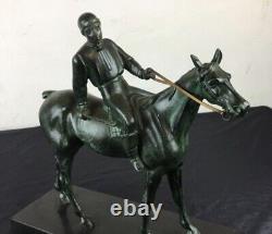 Statue sculpture art déco jockeys équitation