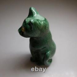 Statue sculpture chat égyptien céramique faïence vintage déco fait main N7638