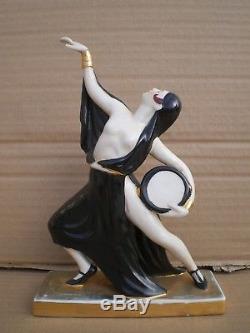 Statuette en porcelaine de femme danseuse orientale art deco statue sculpture