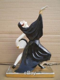 Statuette en porcelaine de femme danseuse orientale art deco statue sculpture