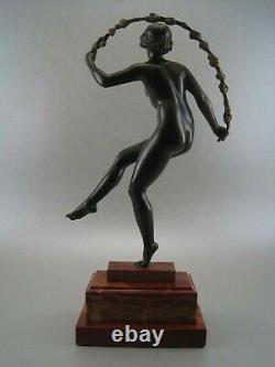 Statuette sculpture bronze ART DECO Danseuse nue signé JOE DESCOMPS (1869-1950)
