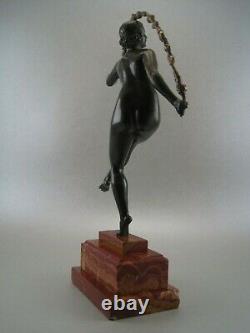 Statuette sculpture bronze ART DECO Danseuse nue signé JOE DESCOMPS (1869-1950)
