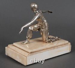 Sujet Art Déco danseuse orientale Van de Voorde bronze argenté socle onyx H5426